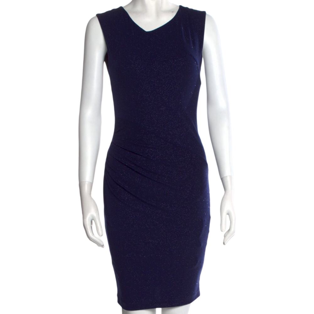 ALICE + OLIVIA Navy Blue Bodycon Glitter Shift Dress Sz. 4 - Picture 2 of 7